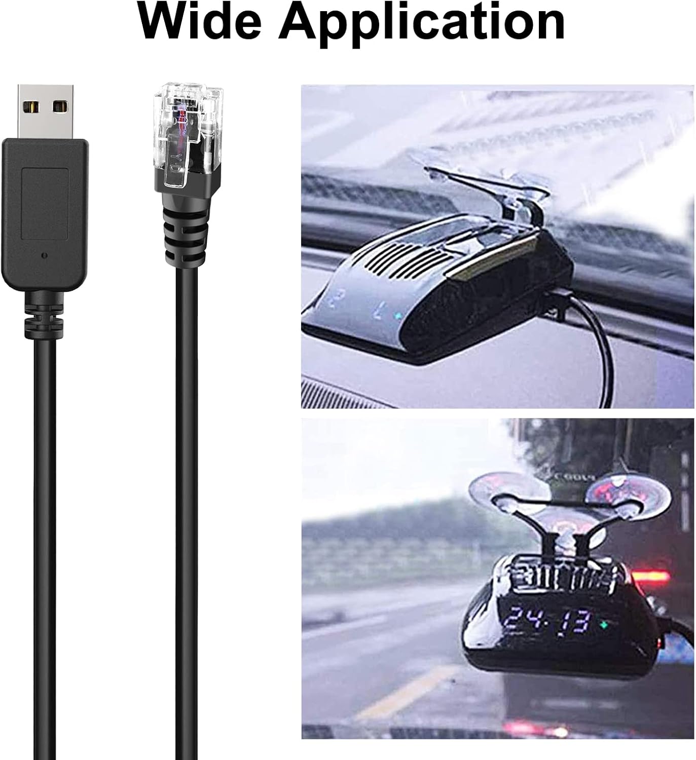 Radar Detector Cable, USB to RJ11 Plug Cable,for Escort Radenso XP Uniden Beltronics Cobra Whistler Radar Detector,Replacement Power Cable for Radar Detectors (RJ11-9.84ft)