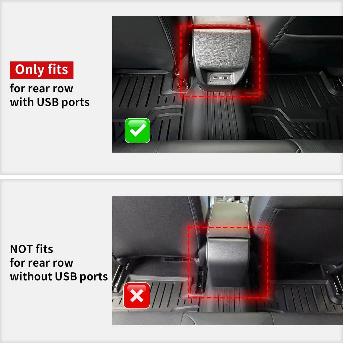 LASFIT Floor Mats for Honda Civic 2022-2025 2026 (Fits Rear Seats with USB Ports)| for Acura Integra 2023-2025, All Weather Car Floor Liners, 1st & 2nd Row, Black