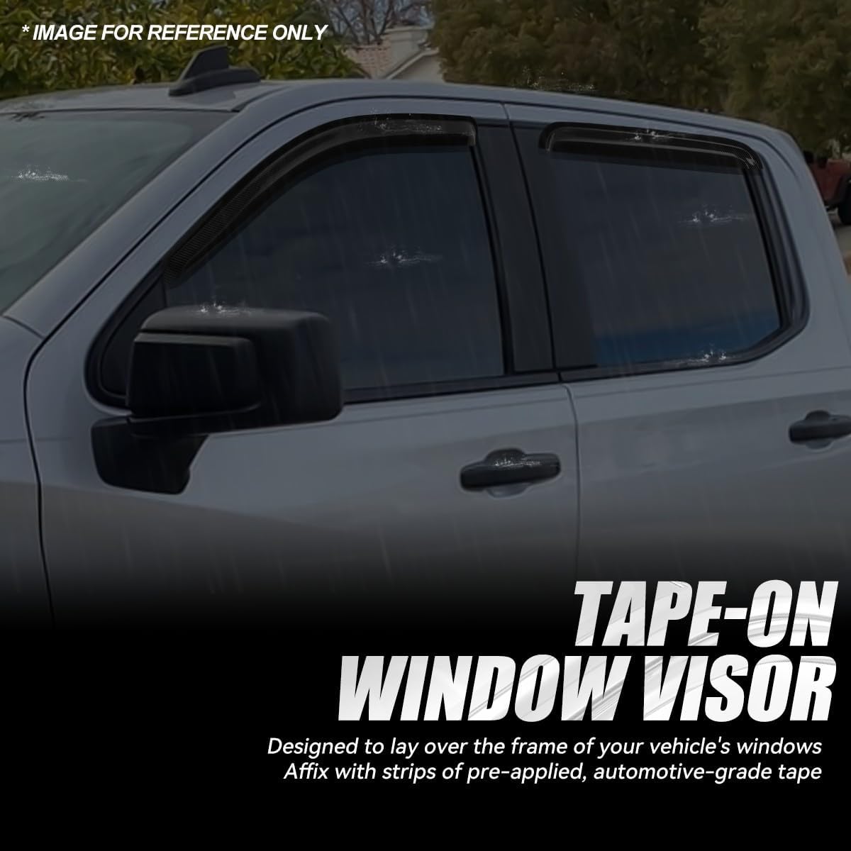 Auto Dynasty Set of 4 Carbon Fiber Pattern Window Visors Compatible with 1999-2007 Chevy Silverado GMC Sierra 1500 2500 HD 3500 Classic, Tape-On Rain Guards Shield Vent Shade Deflector Glossy Black