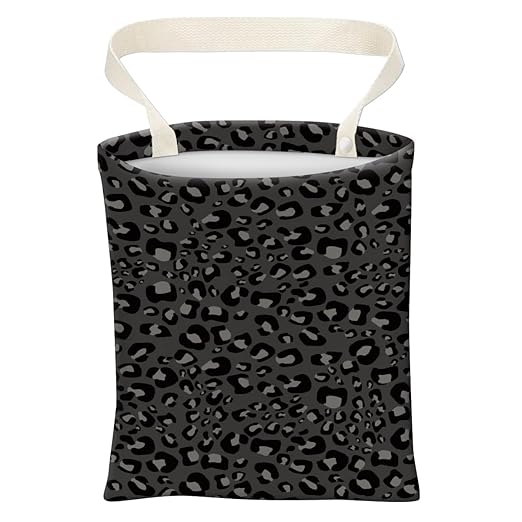 Car Trash Can, Cute Car Trash Bag, Hanging Car Organizer and Storage Bag, Trash Bin for Car Accessories, Vehicle, Travelling, Camping Black Leopard Skin