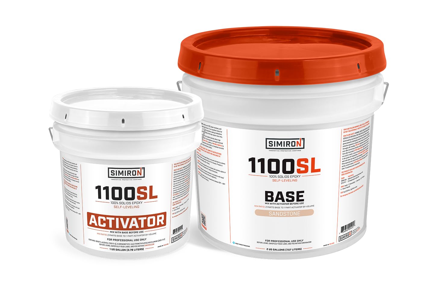 Epoxy Resin Coating 3 Gallon Kit - Sandstone - Standard Cure Speed - for Floors, Counter Tops, Garages & More -100% Solids -2 Components - Self Leveling, Chemical Resistant, Solvent-Free