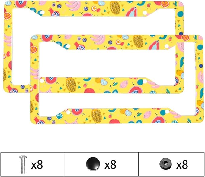 Fruit License Plate Frame Cover Universal US Car Plate Holder Tag Accessories Decor for Women Man 2 Pack with Screw 12.3 x 6.3 Inch