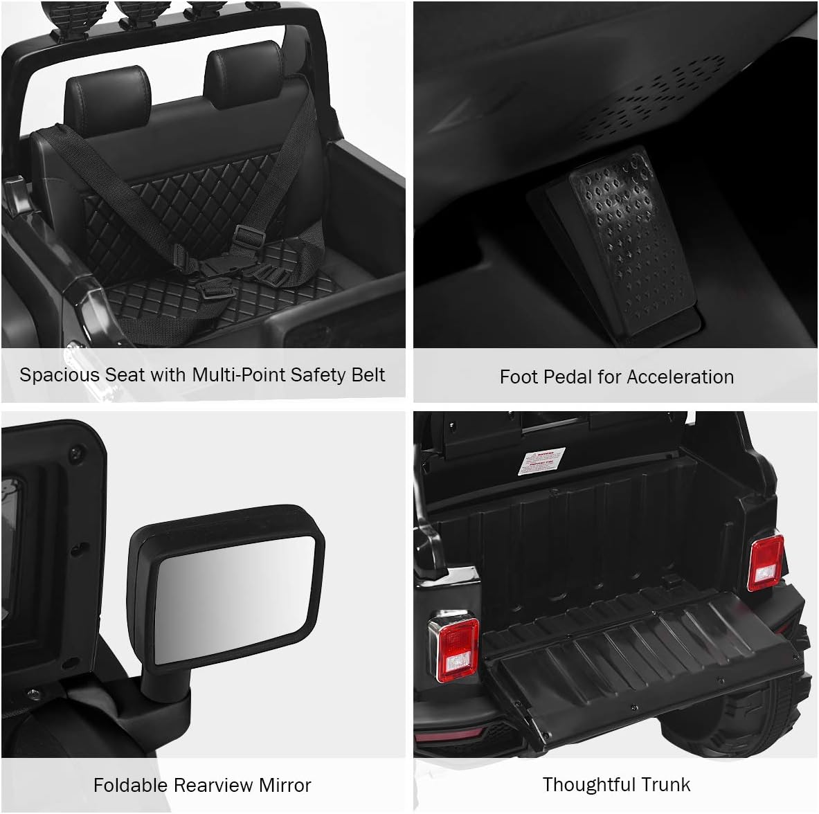 Costzon Ride on Car, 12V Battery Powered Electric Vehicle w/Parent Remote Control, Spring Suspension, Storage, 3 Speeds, LED Light, MP3, Music, USB & AUX Port, Electric Car for Kids (Black)