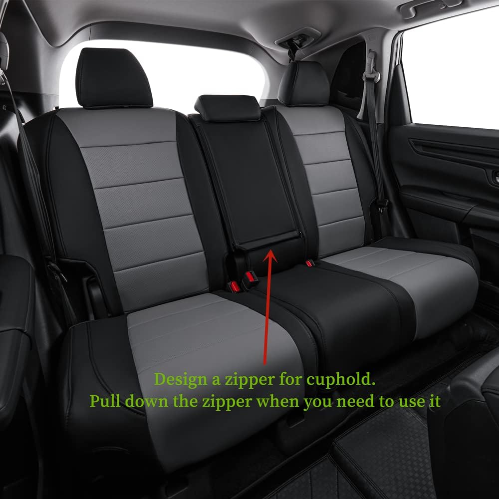 coverdream Custom Seat Covers Compatible with Select Honda CRV 2012 2013 2014 Models - Leatherette (Black/Gray,Full Set)