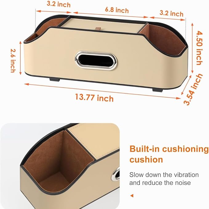 Firmstaunch Car Backseat Organizer - 2025 Best 3-in-1 Car Seat Organizer with Cup Holders, Tissue Box & Hooks | Waterproof Leather Backseat Storage for Family, SUV & Road Trip Essentials (Brown)