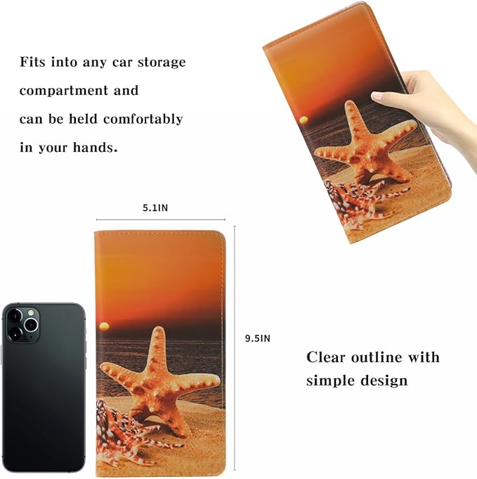 Leather Car Registration and Insurance Card Holder, Car Document Holder for Cards License with Magnetic Shut(Orange)