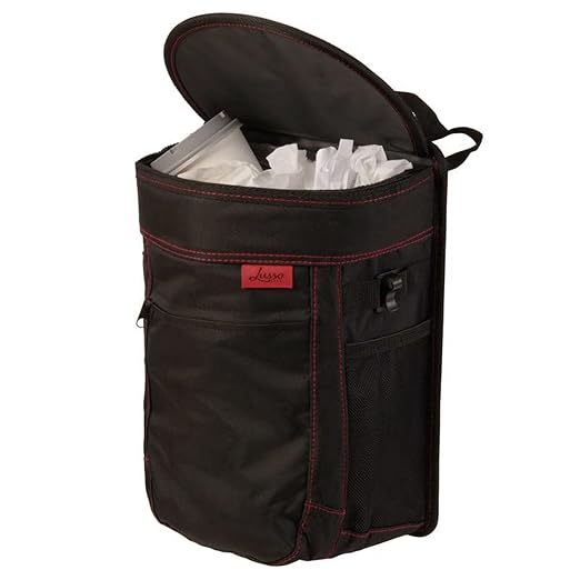 Lusso Gear Car Garbage Can - 2.5 Gal, Black Oxford - Leakproof & Waterproof Hanging Auto Trash Can with Removable Liner & Mesh Pockets - Boat Waste Container & Travel Organizer