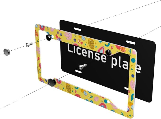 Fruit License Plate Frame Cover Universal US Car Plate Holder Tag Accessories Decor for Women Man 2 Pack with Screw 12.3 x 6.3 Inch