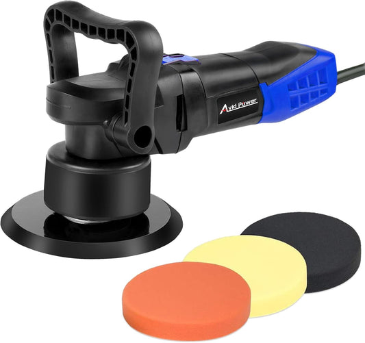 AVID POWER Buffer Polisher, 6-inch Dual Action/DA Polisher for Car Detailing, Random Orbital Car Buffer Polisher Waxer Kit with Variable Speed & 3 Polishing Pads-Blue