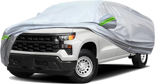 TUCAREST 6-Layers Full Car Cover Waterproof All Weather Truck Covers, Weatherproof UV Sun Protection Snow Dust Storm Resistant Car Covers (Fit for Truck 198"-220")