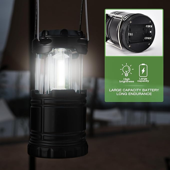 Lantern Collapsible Camping Light, Battery Operated Lanterns LED Super Bright for Power Outages Indoor Emergency Outdoor Camping Hiking Kit (COB-2)