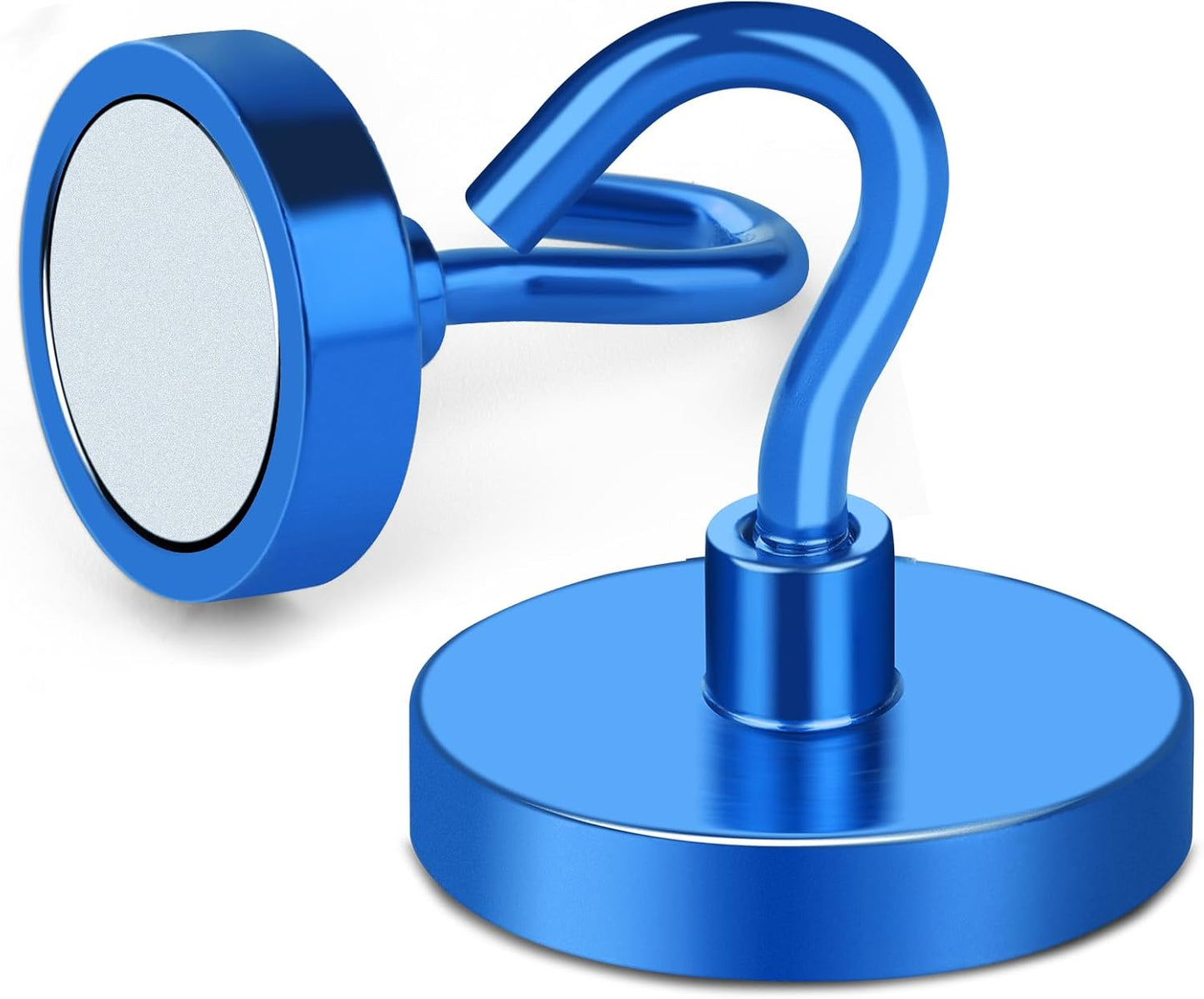 MIKEDE Magnetic Hooks Heavy Duty, 150LB Strong Magnet with Hook, Super Neodymium Extra Strength Industrial Hooks for Hanging, Toolbox, Cruise, Grill(Blue,10 Pack)