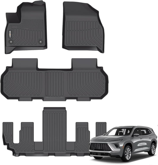 GINOWY-Floor Mats for Buick Enclave 2025, TPE All Weather Protection 2025 Enclave Car Floor Mats, Non-Slip Floor Liners Waterproof Enclave Accessories Mats,Black