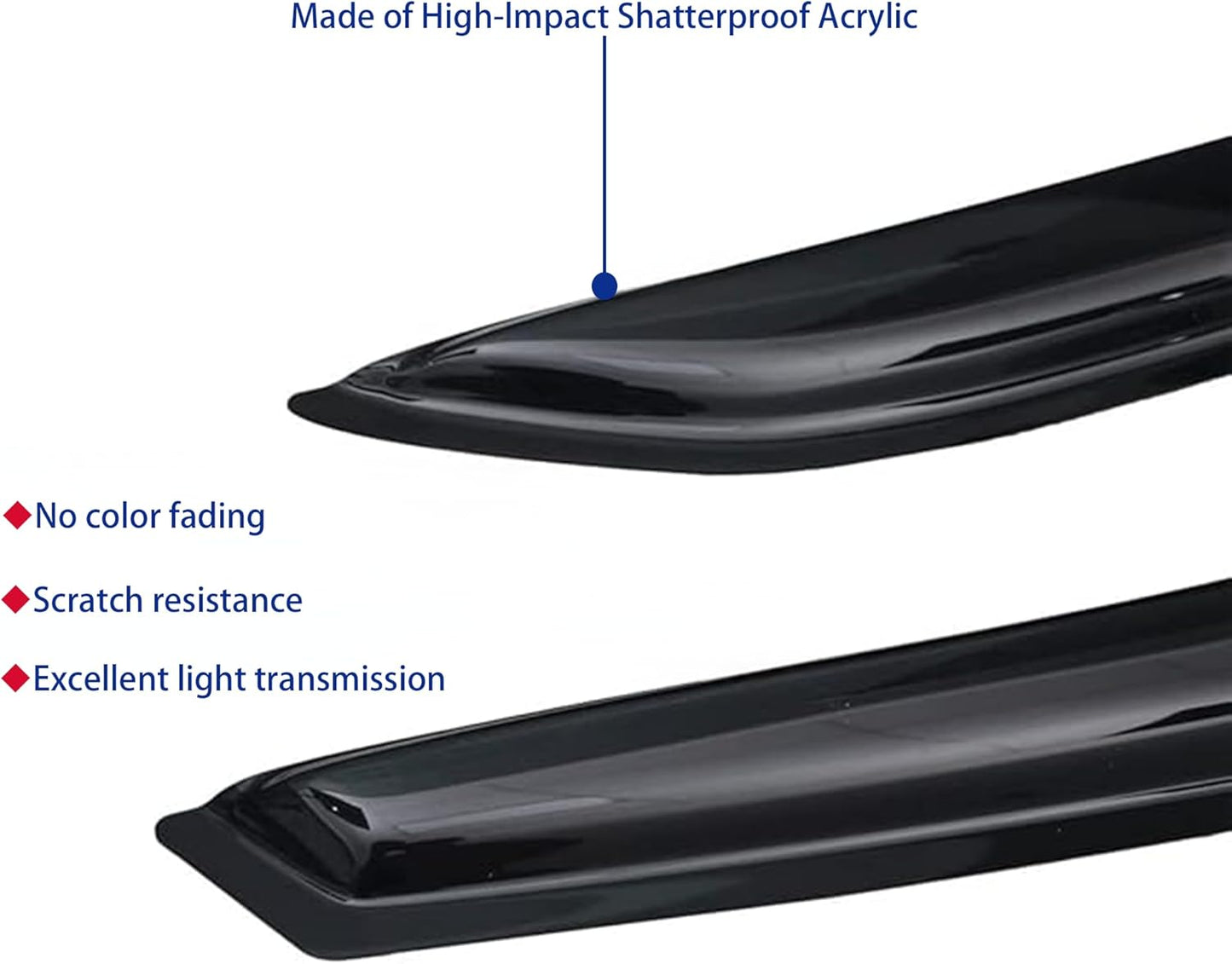 Window Visors Rain Guards fits 2016-2025 Malibu (EXCLUDES 2016 Malibu Limited), Out-Channel Window Wind Deflectors Vent Shades Accessories, Dark Smoke, 2017 2018 2019 2020 2021 2022 2023 2024