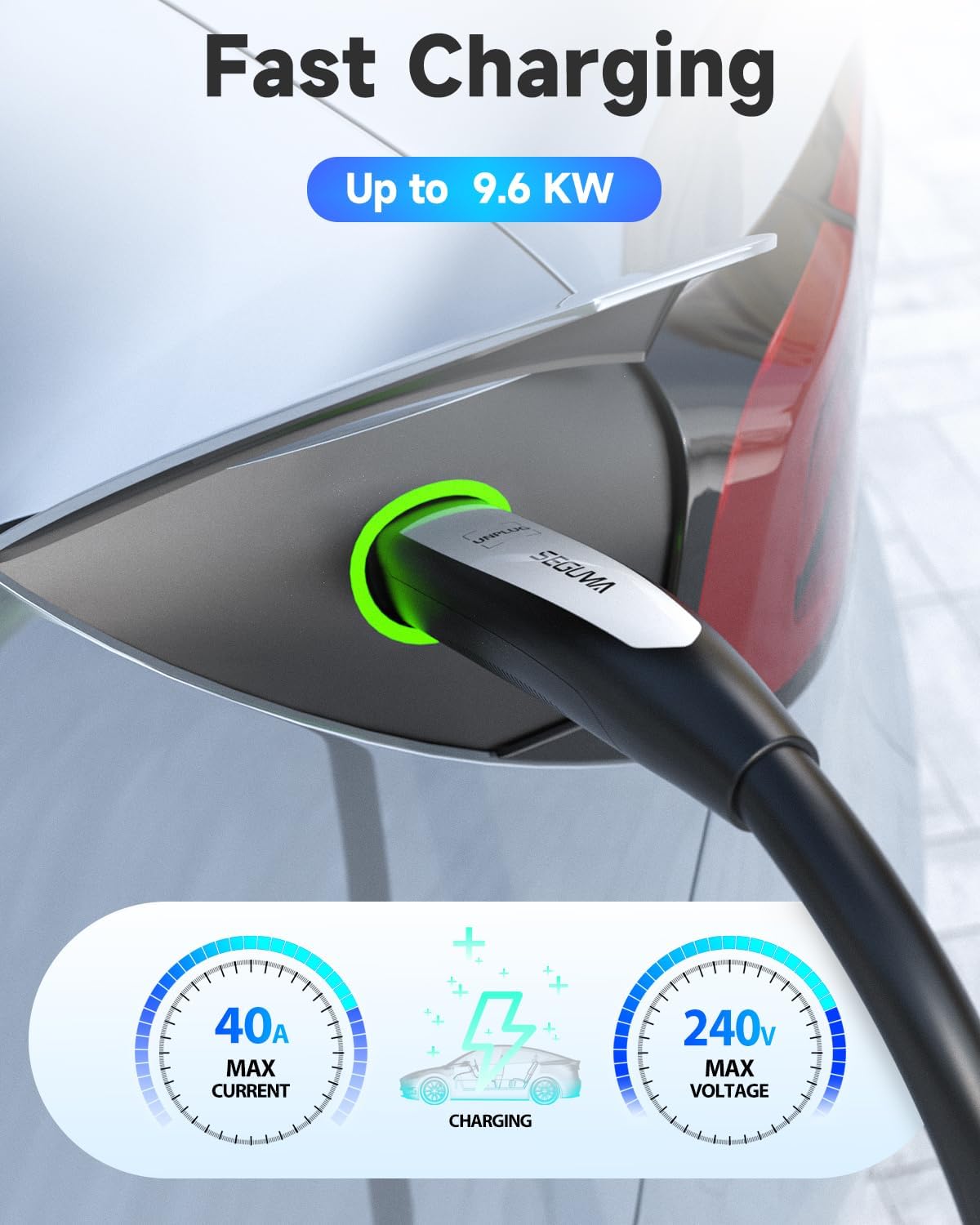 EV Charger Extension Cable for Tesla Charger (40Amp 21ft 240V 9.6kW), EV Extension Cord for Level 1 Level 2 Tesla Home Mobile Charger/Wall Connector, NACS Extension Cord for Tesla Y/X/3/S/Cyber-truck