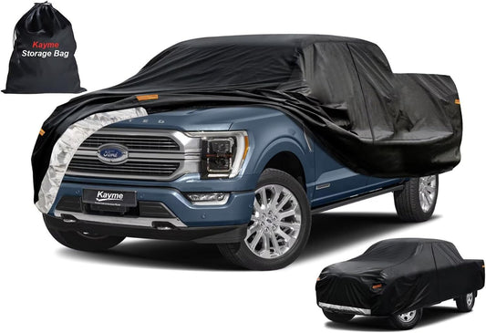Kayme Truck Cover Custom Fit Ford F-150(1991-1997) Regular Long Bed. Full Exterior Heavy Duty Outdoor Pickup Truck Car Cover Waterproof All Weather.Car Tarp for Wind Sun Dust Protection.Black
