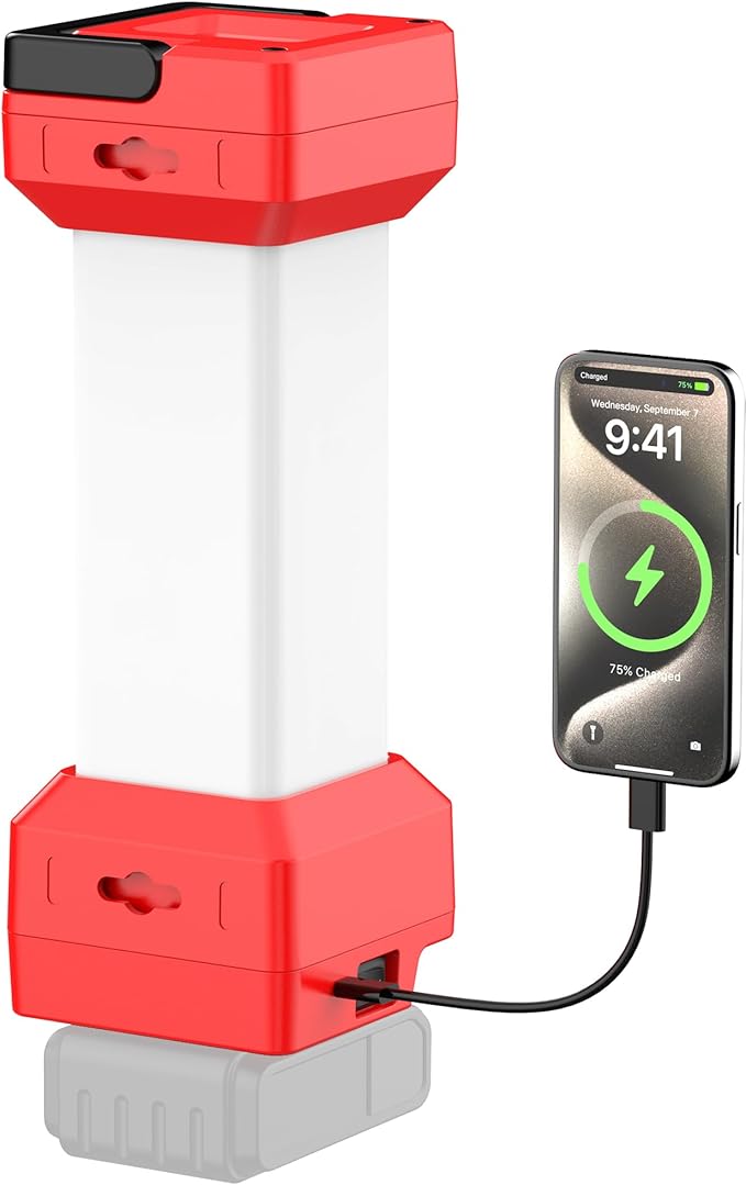 2900LM Cordless LED Work Light for Milwaukee M18 18VBattery,Camping Light with Type-C20W Fast Charging for Hiking, Workshop &Emergency,with Low-Voltage Protection (Battery Not Included)