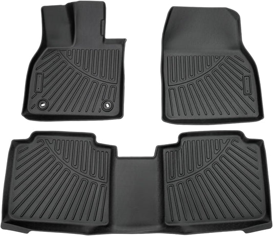 Powerty Floor Mats for Toyota BZ4X & Subaru Solterra 2023 2024 2025 Accessories All Weather Floor Liner 3D TPE 1st & 2nd Row Floor Mat Heavy-Duty Floor Liners