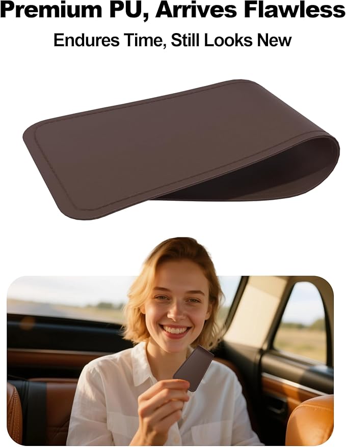 Patented Leather Car Air Freshener Visor Clip, Compatible with Drift Wood or Stone Car Freshener, Magnetic Design, Gentle on Sun Visors, Ideal for Modern & Electric Vehicles, Brown (Clip Only)