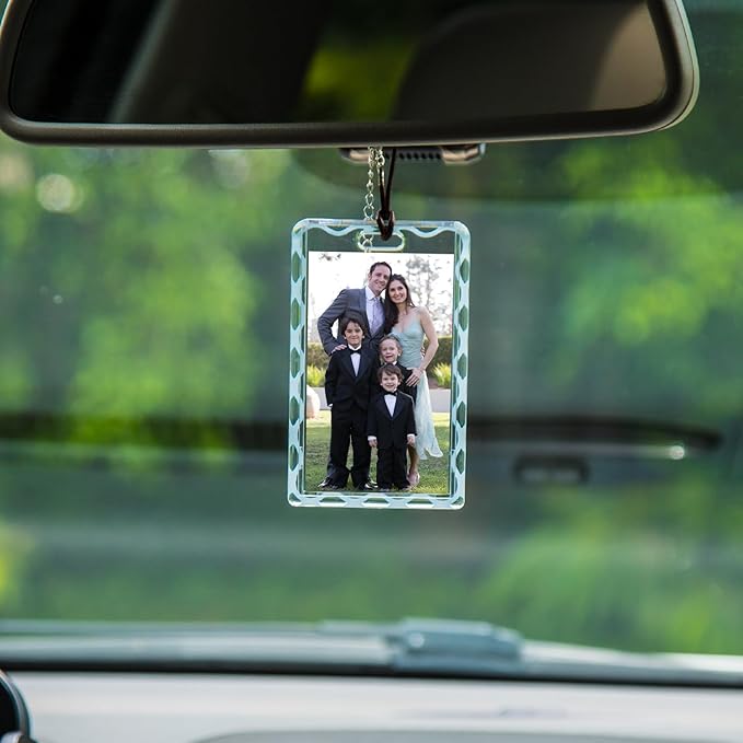 woyuan 3-Pack Acrylic Car Picture Frame, Custom Car Rear View Mirror Hanging Ornament with Photo - Personalized Acrylic Picture