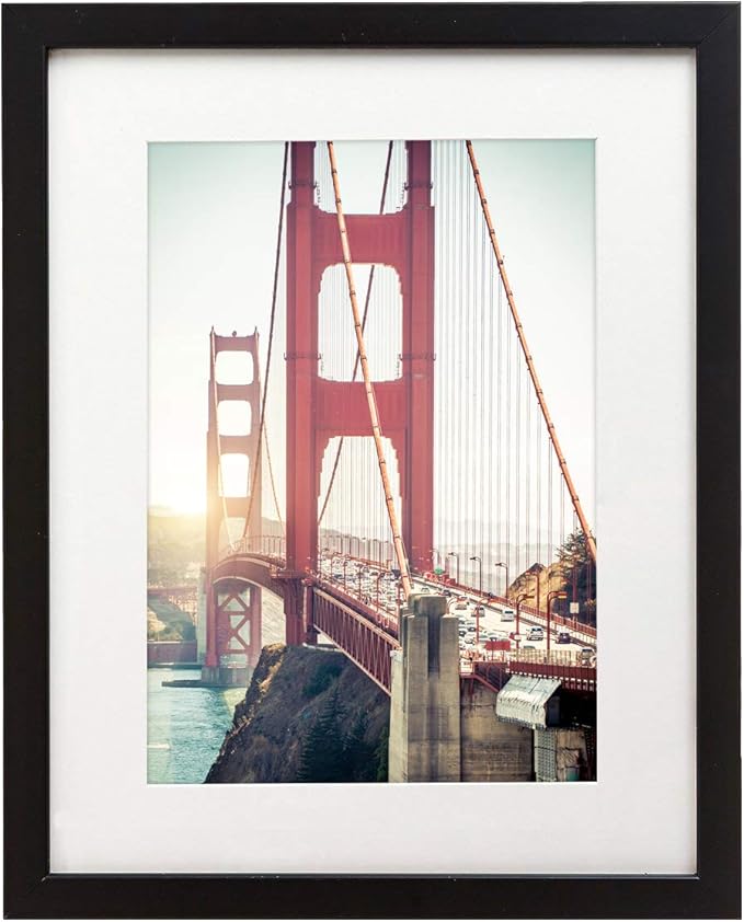 Americanflat 11x14 Picture Frame with Shatter-Resistant Glass - Set of 4 - Use as 8x10 Frame with Mat or Display 11x14 Photo Without Mat - Signature Collection - Picture Frames for Wall - Black