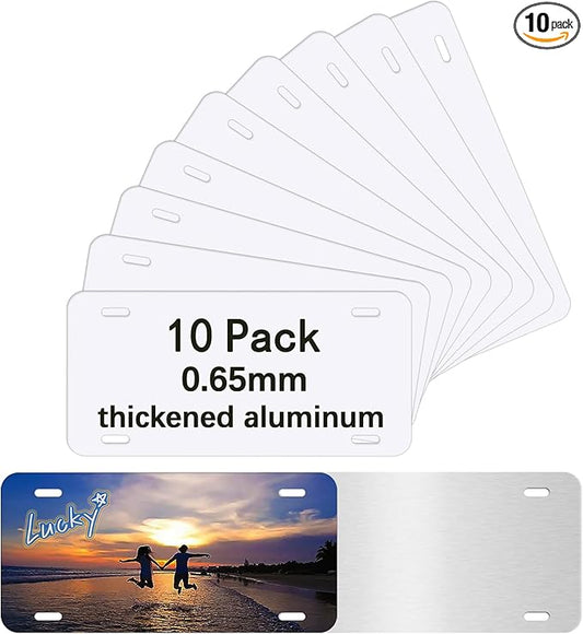 10 Pack Sublimation License Plate Blanks 6"X12" Metal Aluminum Automotive Front License Plate Tag,Thermal Transfer DIY Custom Picture Design for Blank signboards Plates