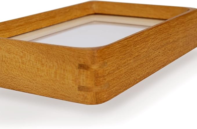Natural Wood Photo Frames Inspired Tabletop Picture Frame with Mat, Vertical or Horizontal Display (Teak, 5x7 matted to 4x6)