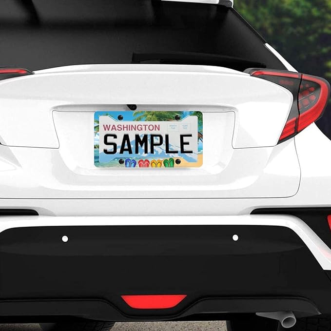 Hawaii Beach Flip Flops License Plate Frame Palm Tree 2Pcs for Car Decorative Parts License Plate for Standard Us Canada License Plate Holder 12x6 Inch