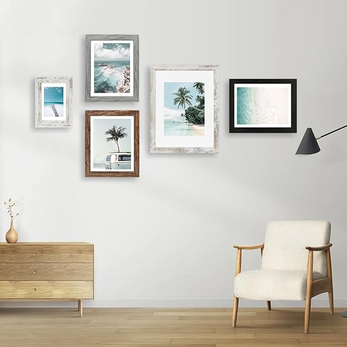 4x6 Picture Frame Set of 4, Made of Real Glass and Multicolour Frame, 4 by 6 Photo for Wall or Tabletop - Display Picture 3.5x5 with Mat or 4x6 Without Mat
