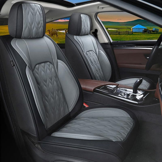 Seat Covers 2 Front Seats Fit for Toyota Camry 2012-2025 Leather Car Seat Covers Waterproof Non-Slip - Auto Seat Cushion Protectors (2 Seats,Black&Grey)