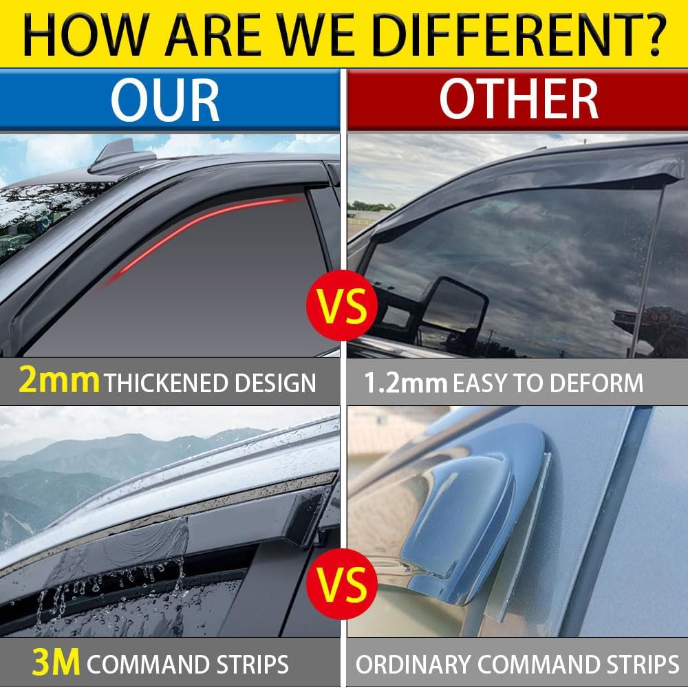 Rain Guards for Volkswagen Golf MK6 Hatchback 2010-2014, Tape-on Side Window Deflectors for Volkswagen Golf, Window Visors for Volkswagen Cars, Car Accessories 4 Rain Guards ＆ 2 Car Coasters