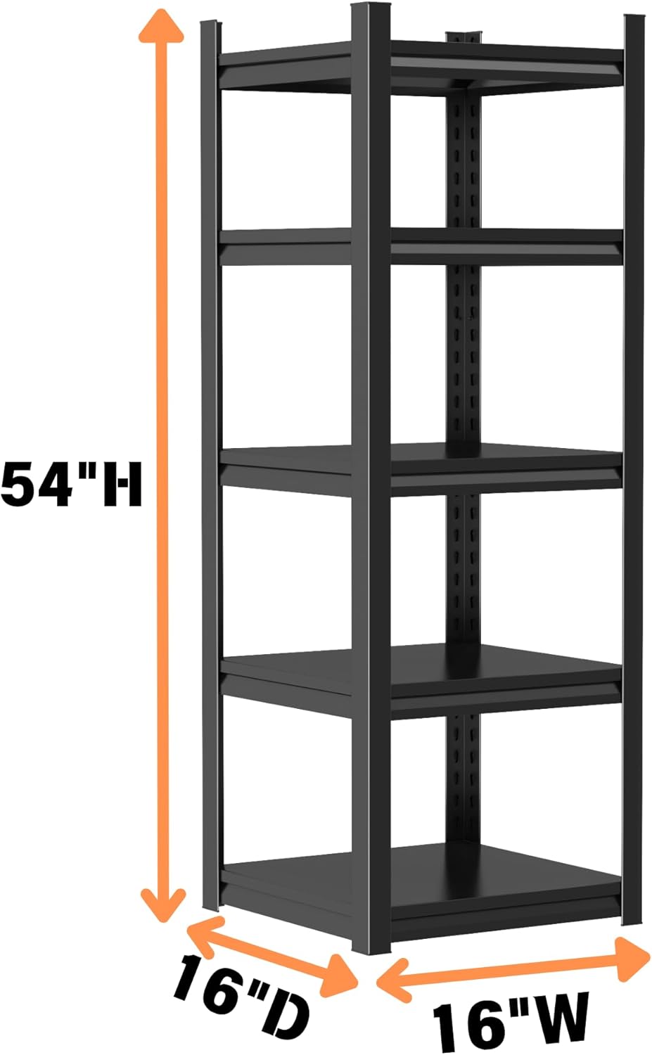 Metal Garage Shelving Unit, Heavy Duty 5-Tier Adjustable Storage Rack, Steel Shelving,2000 lbs Capacity, Industrial Shelves for Heavy Tools and Equipment (5-Tier 54" H x16 W x 16" D)