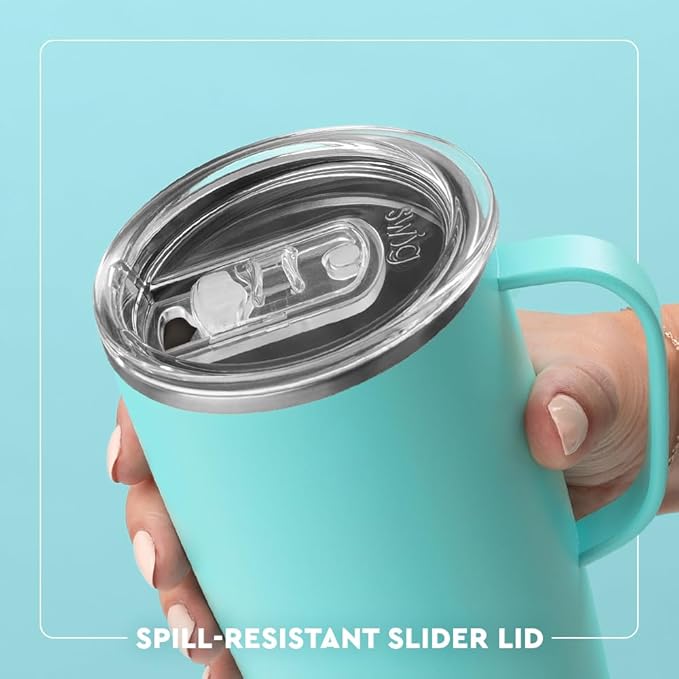 Swig Life Stainless Steel 22oz Travel Mug, Insulated Tumbler with Handle and Lid, Cup Holder Friendly, Dishwasher Safe, Caliente