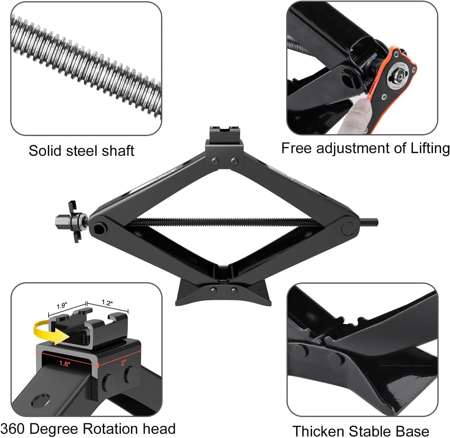 IMAYCC Scissor Jack, Portable Car Jack Kit 6614 lbs (3 Ton), Universal Tire Change Kit for Auto/SUV/MPV - Tire Jack Max 17 Inch