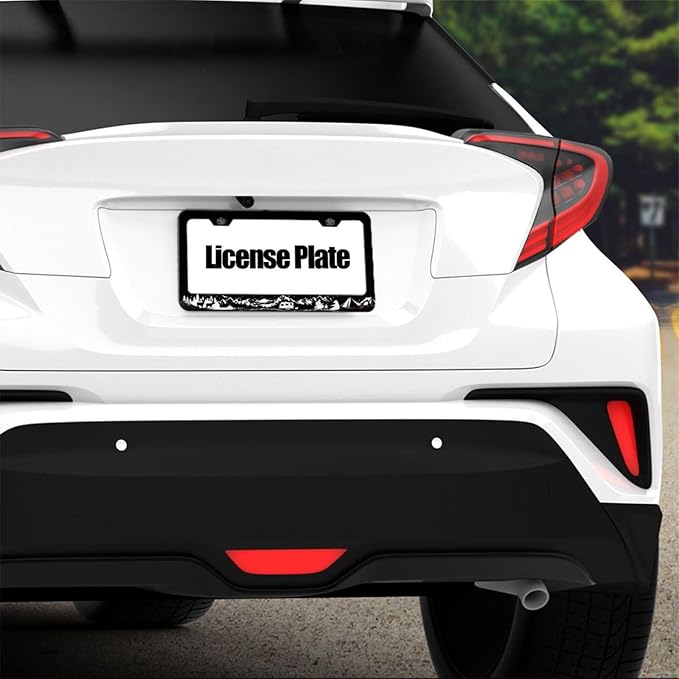 Camping License Plate Frames 2 Pack - Mountains Adventure License Plate Cover Deer Bear Wildlife Camper Car Tag