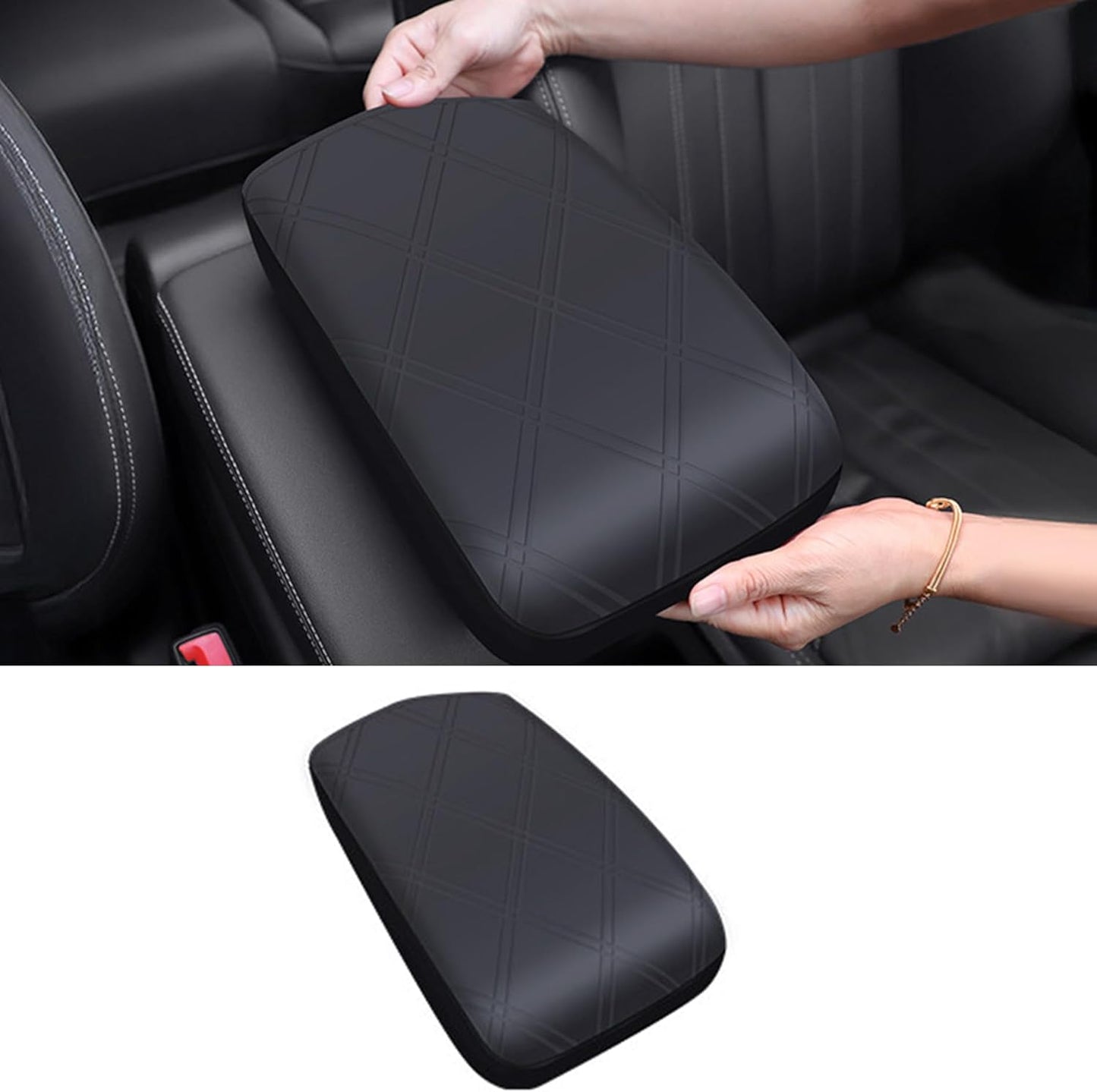 Silicone Armrest Cover Compatible with Audi Q5 2018-2025, Non-Slip Center Console Cover Arm Rest Protector for Audi Q5/SQ5 2018 2019 2020 2021 2022 2023 2024 2025 Interior Accessories (Black)