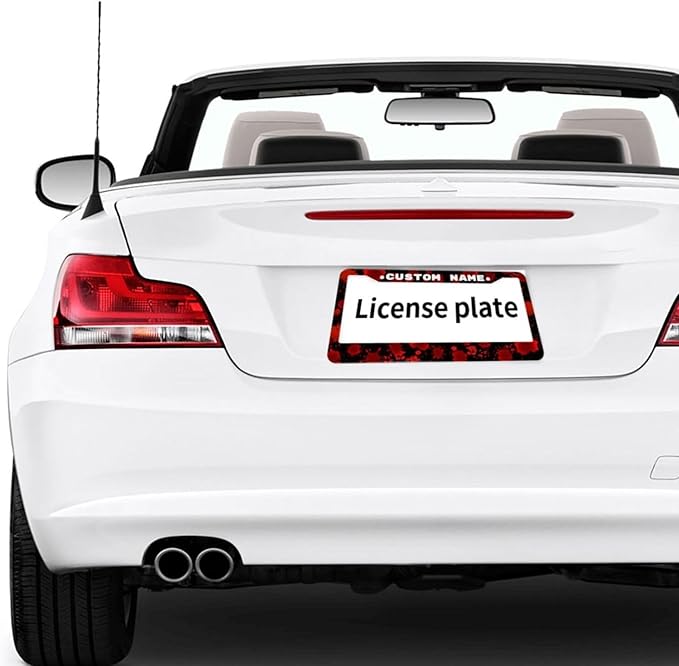 Custom License Plate Frame Blood - 2 Pack Personalized Add Text Black Custom License Plate Frame with Standard Us Canada Vehicles 12.3 X 6.3in
