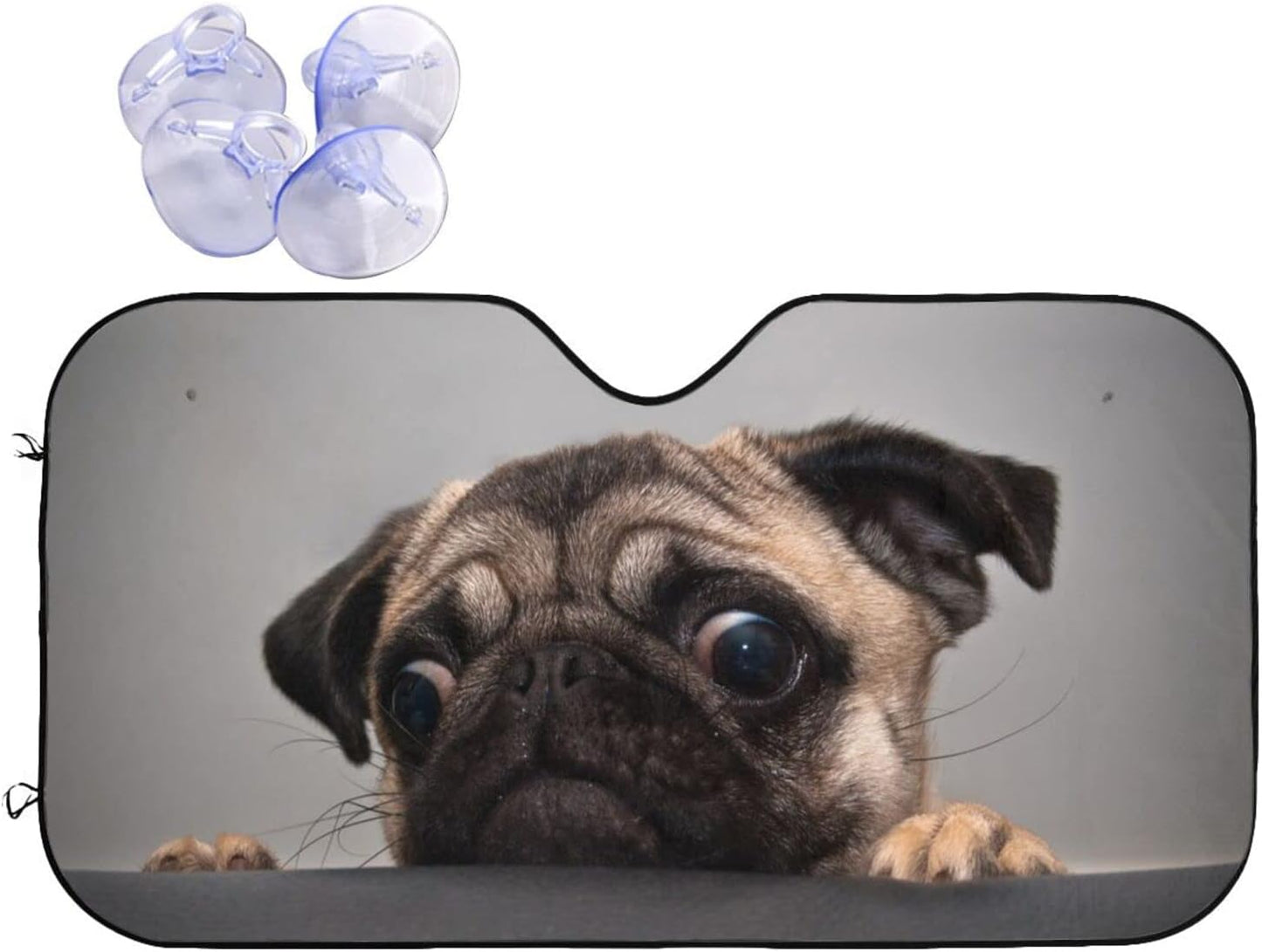 Pug Dog Car Windshield Sunshade Front Window Sun Visor Protector Foldable Shield Cover for Truck SUV