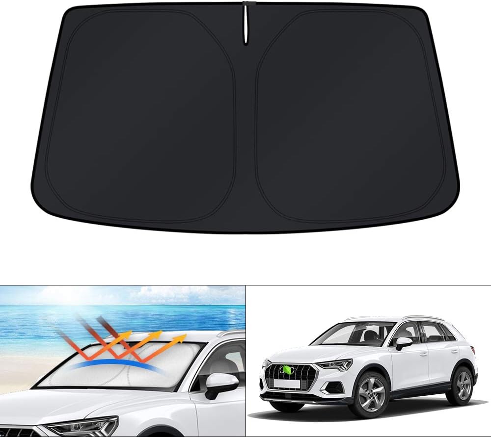 KUST Windshield Sun Shade for 2019-2025 2026 Audi Q3 Accessories Custom Fit Sunshade Window Shade Sun Visor Protector Foldable Blocks UV Rays Keep Your Car Cooler