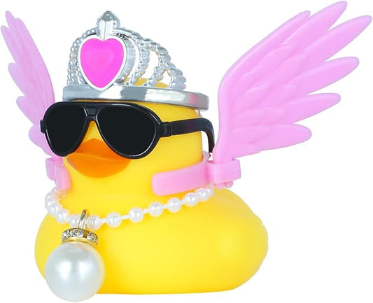 DIY Angel Rubber Duck with Crown & Wings - Sparkly Princess Duck for Car Dashboard & Home Decor - Funny Cute Mini Ducks Gift for Adults