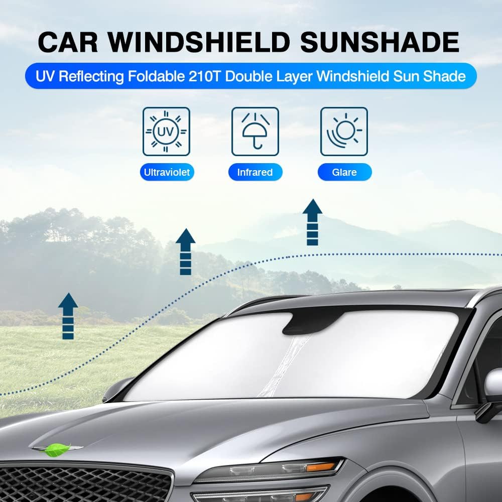 KUST Windshield Sun Shade for Genesis GV70 Accessories 2022-2025 2026 Sunshade Window Sun Visor Protector Foldable Blocks UV Rays Keep Your Car Cooler