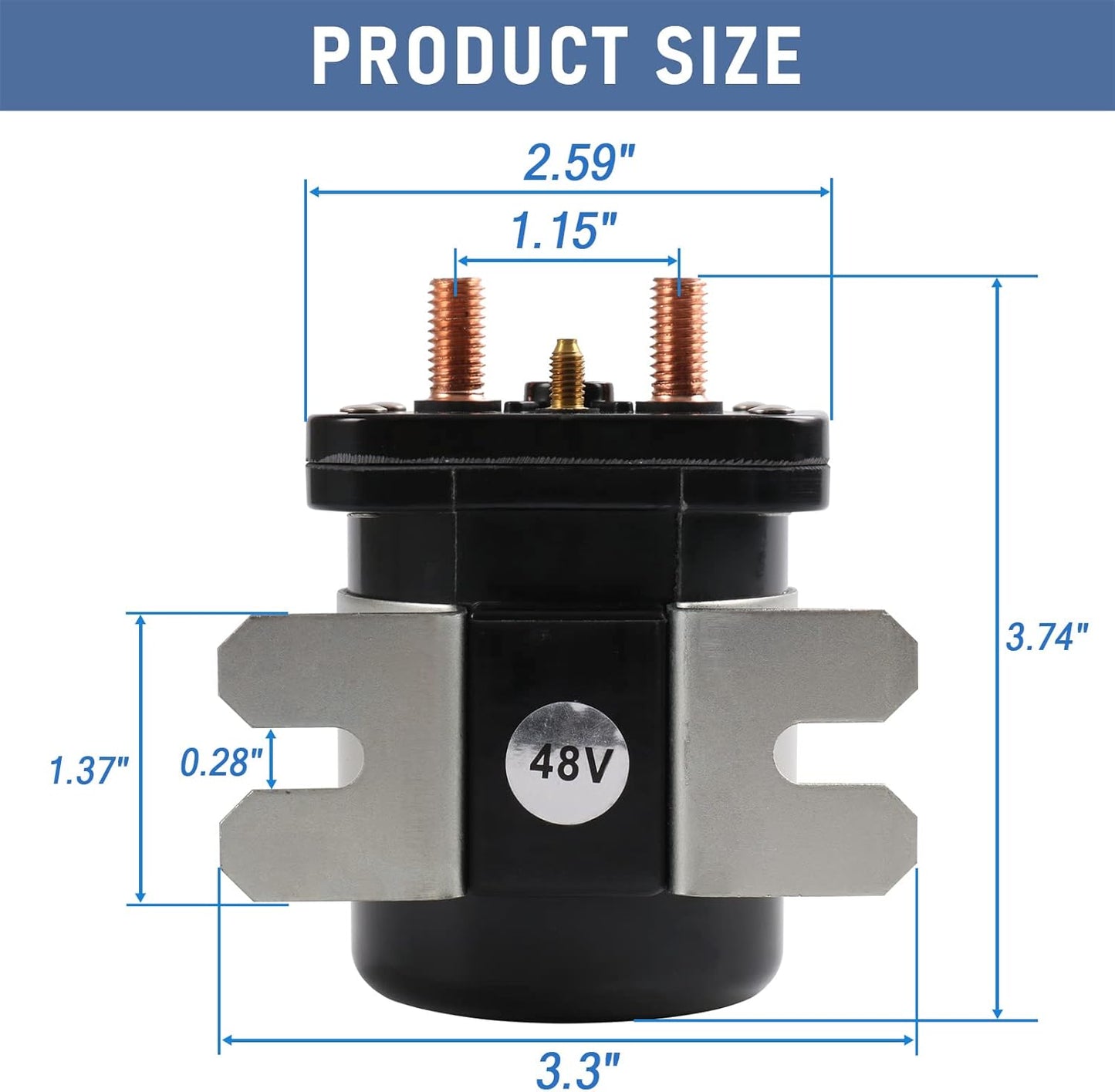 Heavy Duty 48V 4 Terminal Solenoid Heavy Duty 48V Solenoid Relay Switch Replacement For Club Car EZGO Yamaha Electric G19 Power Drive #586 Series Replace JR1-H1950-00 73231-G01