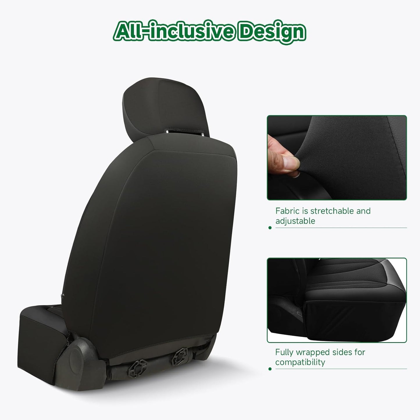GIANT PANDA Fit GMC Sierra 1500 2500 3500 Front Car Seat Cover, 3D Air Mesh Breathable Seat Protector（Black） 2-Pack