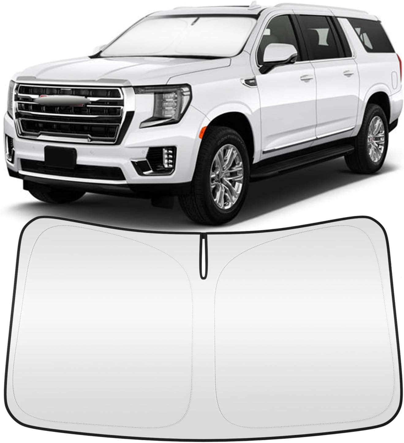 Windshield Sun Shade for GMC Yukon 2021-2025 4-Layer Front Window Shade Custom Sun Visor 240T Shade Blocks UV Keep Your Car Cooler
