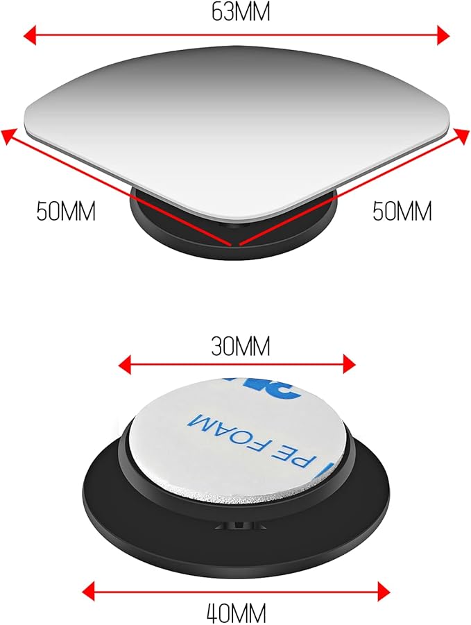 2 pcs Blind Spot Mirrors, HD Glass Convex 360° Wide Angle Side Rear View Mirror with ABS Housing for Cars SUV and Trucks