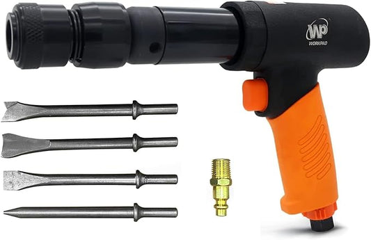 Air hammer,WP WORKPAD 270mm long barrel air chisel kit with 4pcs chisels with quick change retainer air chisel for shoveling and cutting