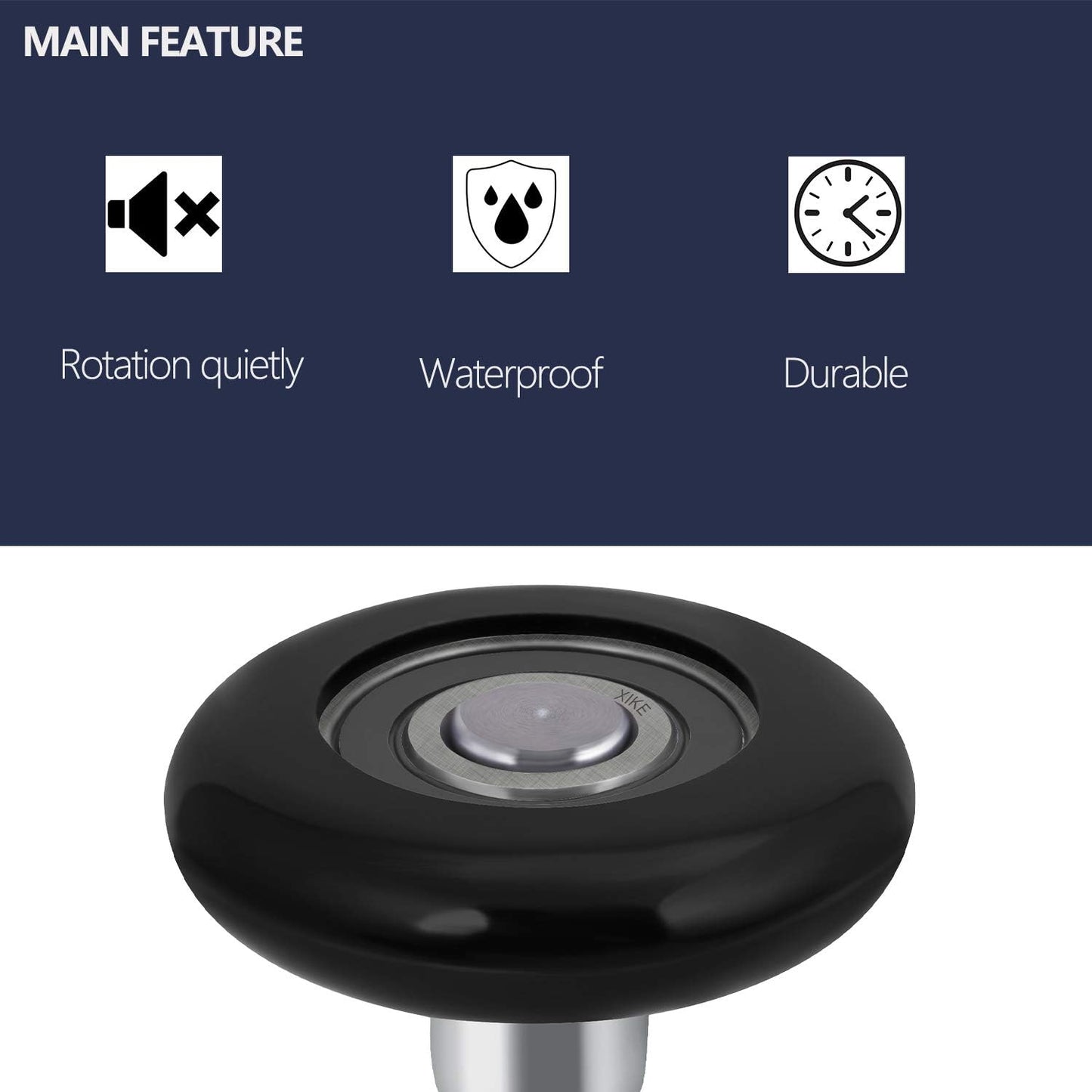 XiKe 10 Pack Black 2" Nylon Garage Door Roller 4" Stem, Quiet/Durable and High Load, Use 6200-2RS Double Seals Precision Bearings.