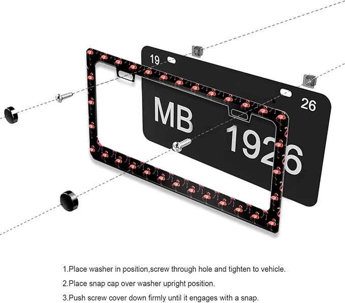 Pink Flamingo License Plate Frame Bird Animal License Plate Frame for Car Decorative Parts Stainless Steel License Plate for Standard Us Canada License Plate Holder 12x6 Inch