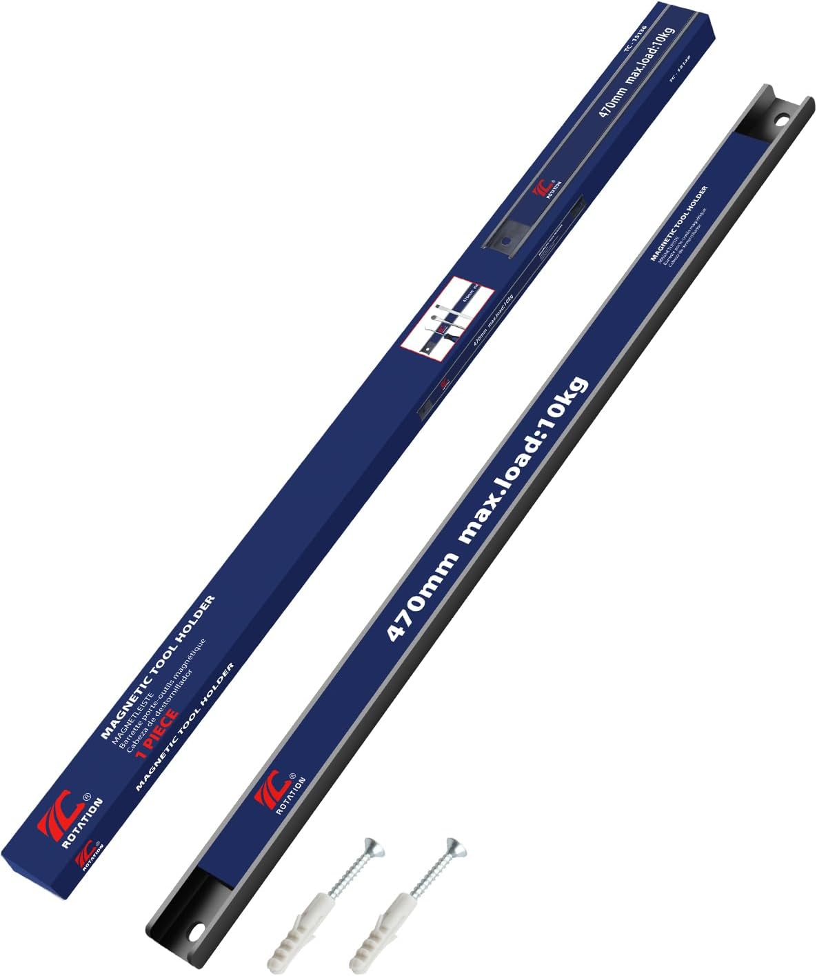 ROTATION 18.5" Magnetic Tool Holder - Heavy Duty Garage Workshop Organizer, Strong Magnet Strip for Wrenches & Screwdrivers, with Mounting Hardware