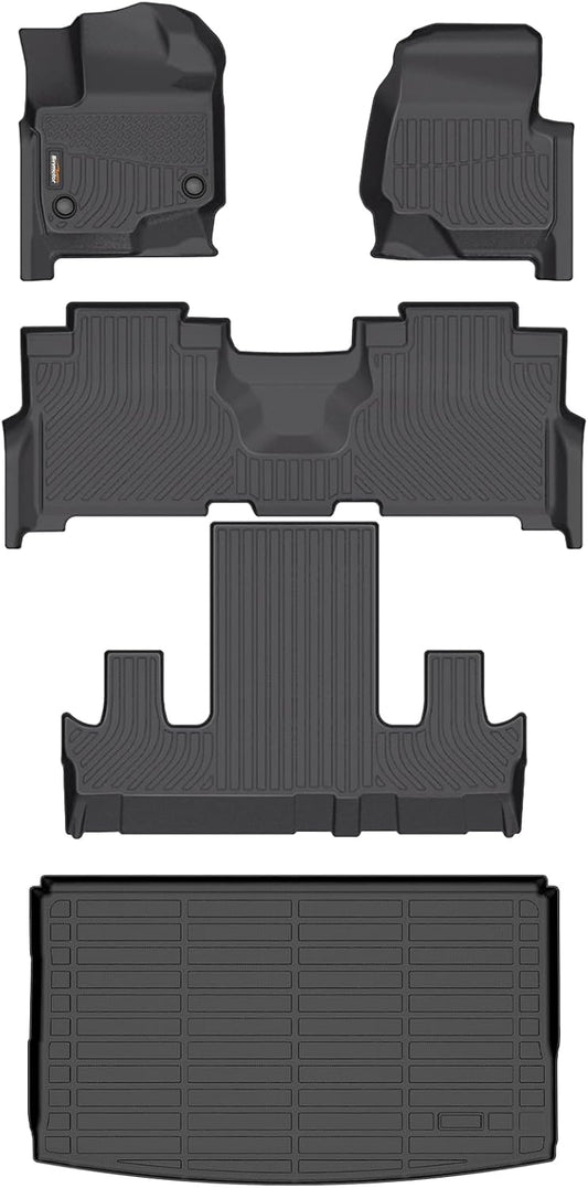 Binmotor-Floor Mats & Cargo Liner for for Expedition Max 2021-2025 (Only for 7 Seats, with 2nd Row Bucket Seat), Expedition Max Active丨Platinum丨King Ranch, TPE All Weather Car Mats Accessories